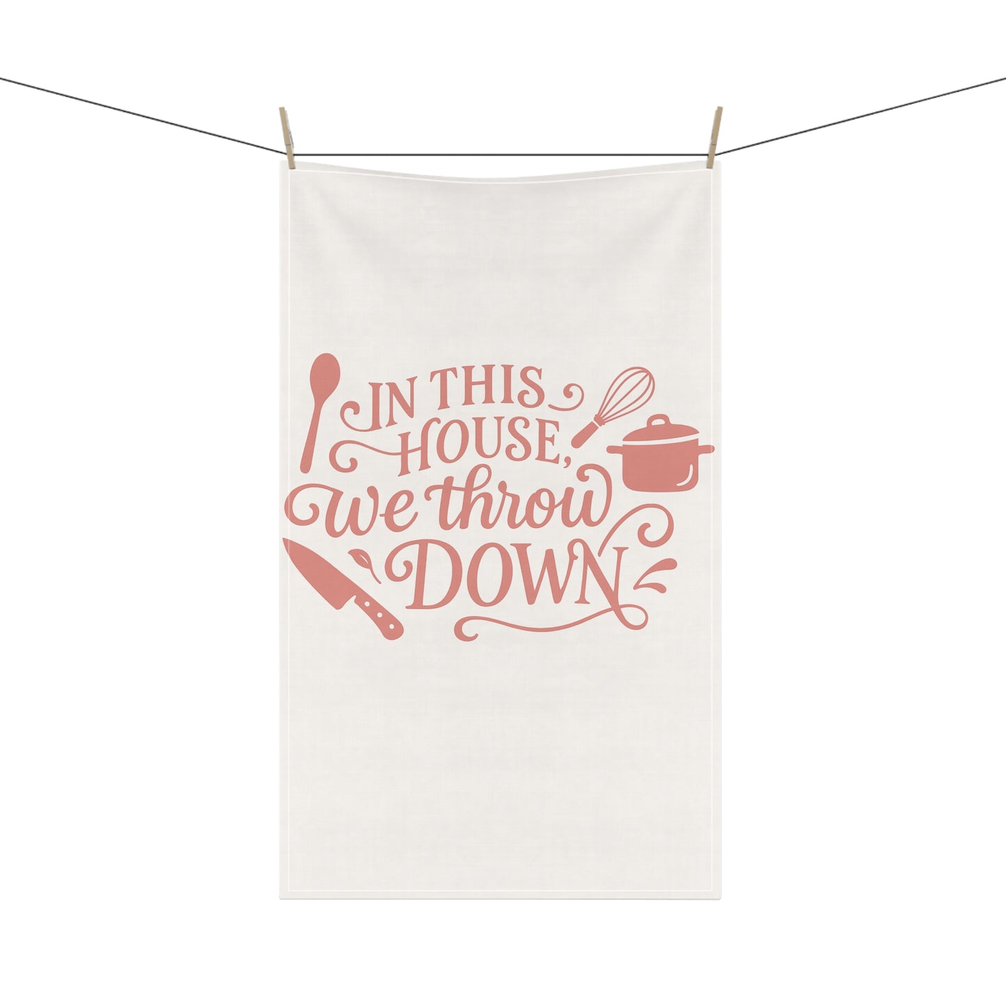 "We Throw Down" Kitchen Tea Towels, Fun Home Decor, Gift for Chefs, Housewarming Present, Cooking Enthusiast, Kitchen Humor