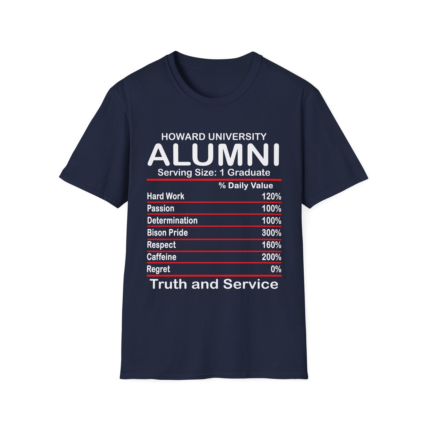 Howard University Alumni HU Bison Ingredients Unisex Softstyle T-Shirt