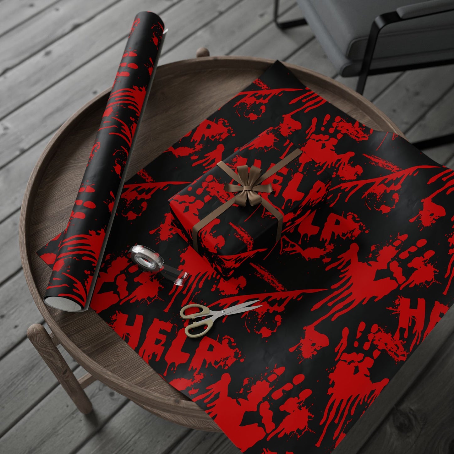 Blood Splatter Black Gift Paper| Horror Film Party Decorations| Killer Birthday Paper| True Crime Gift Paper | Slasher Gift Wrapping Papers