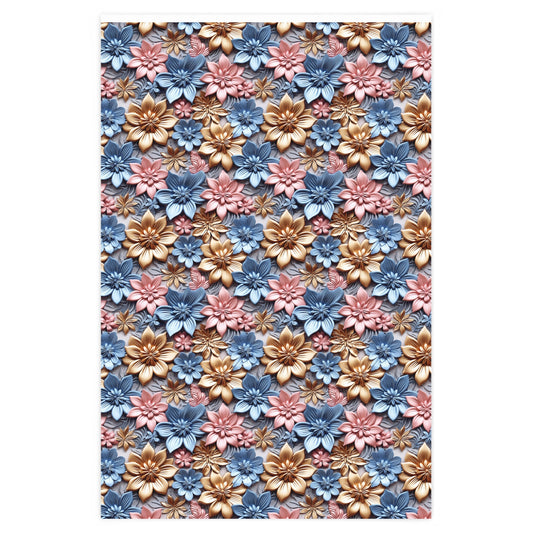 Metal Blue/Gold/Pink Wrapping Paper