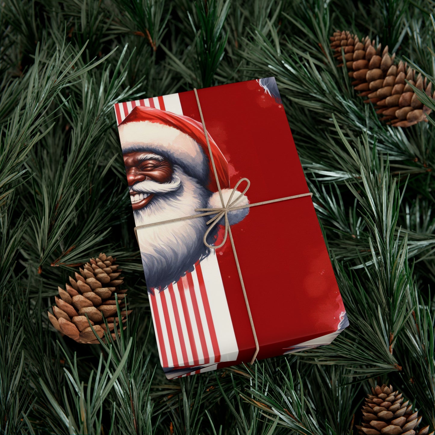 Black Santa Christmas Gift Wrap Papers