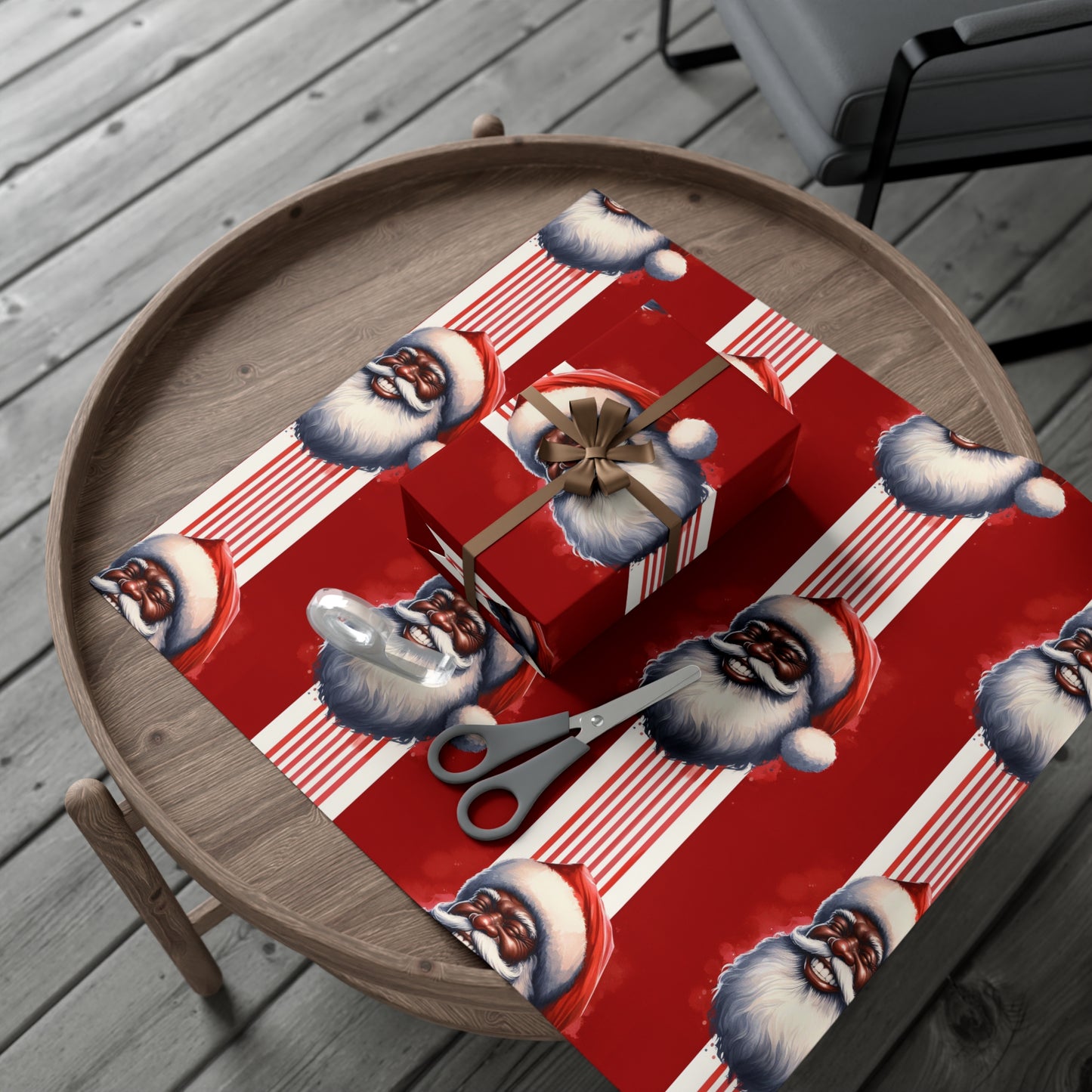 Black Santa Christmas Gift Wrap Papers