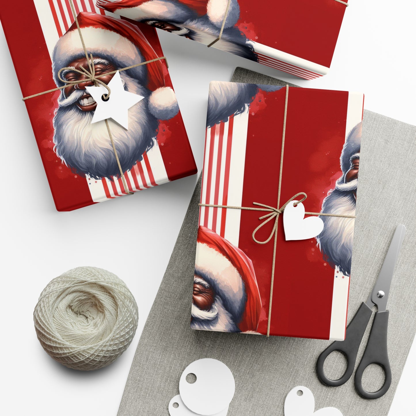 Black Santa Christmas Gift Wrap Papers