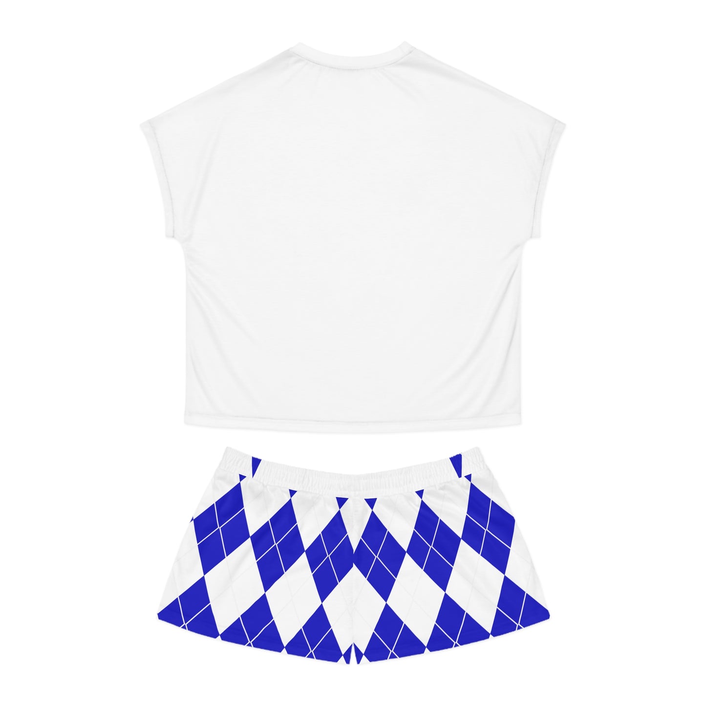 Zetas Sorority Women's Short Pajama Set - Argyle Blue and White Lounge Wear | Comfortable Sleepwear for Sorority Sisters