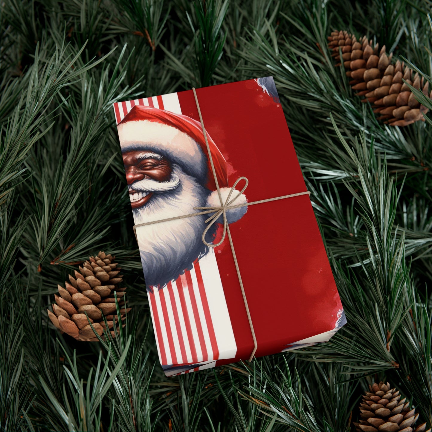 Black Santa Christmas Gift Wrap Papers