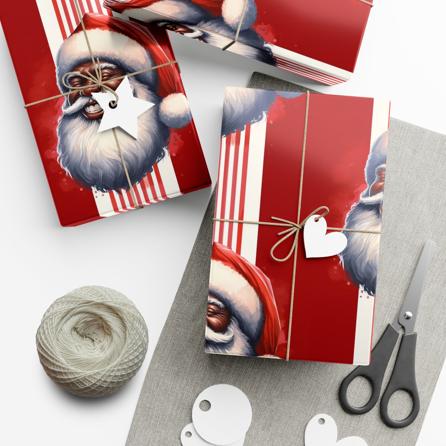 Black Santa Christmas Gift Wrap Papers