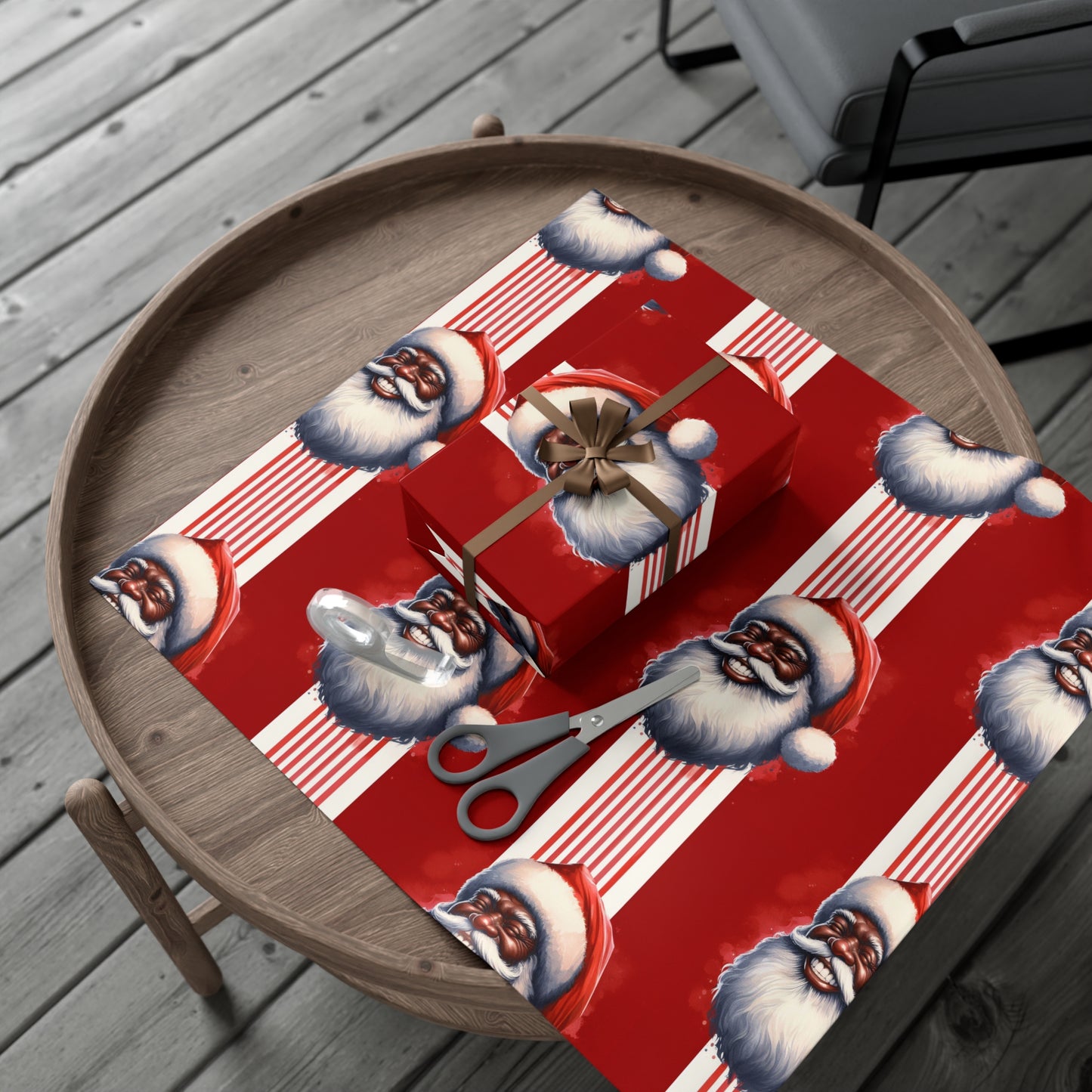 Black Santa Christmas Gift Wrap Papers