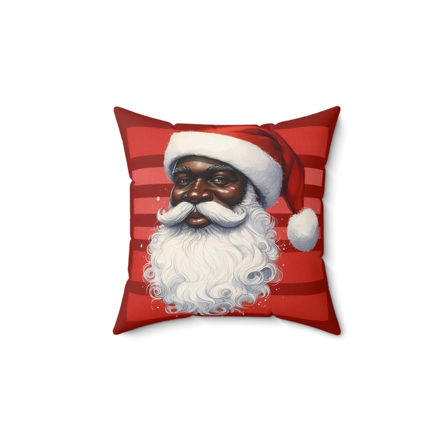 Black Santa Christmas Spun Polyester Square Pillow