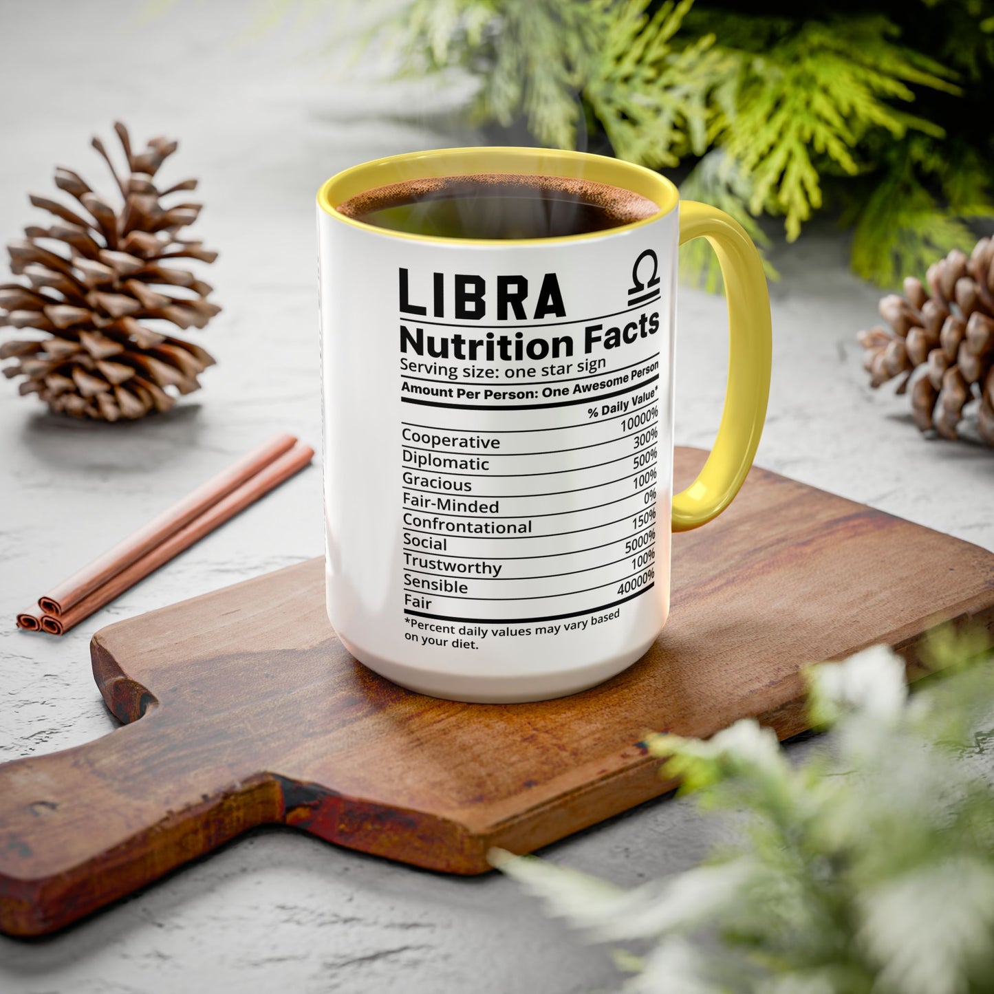 Zodiac Libra Mug - Nutrition Facts Design, Astrology Gift, Coffee Lover, Personalized Birthday Present, Horoscope Décor