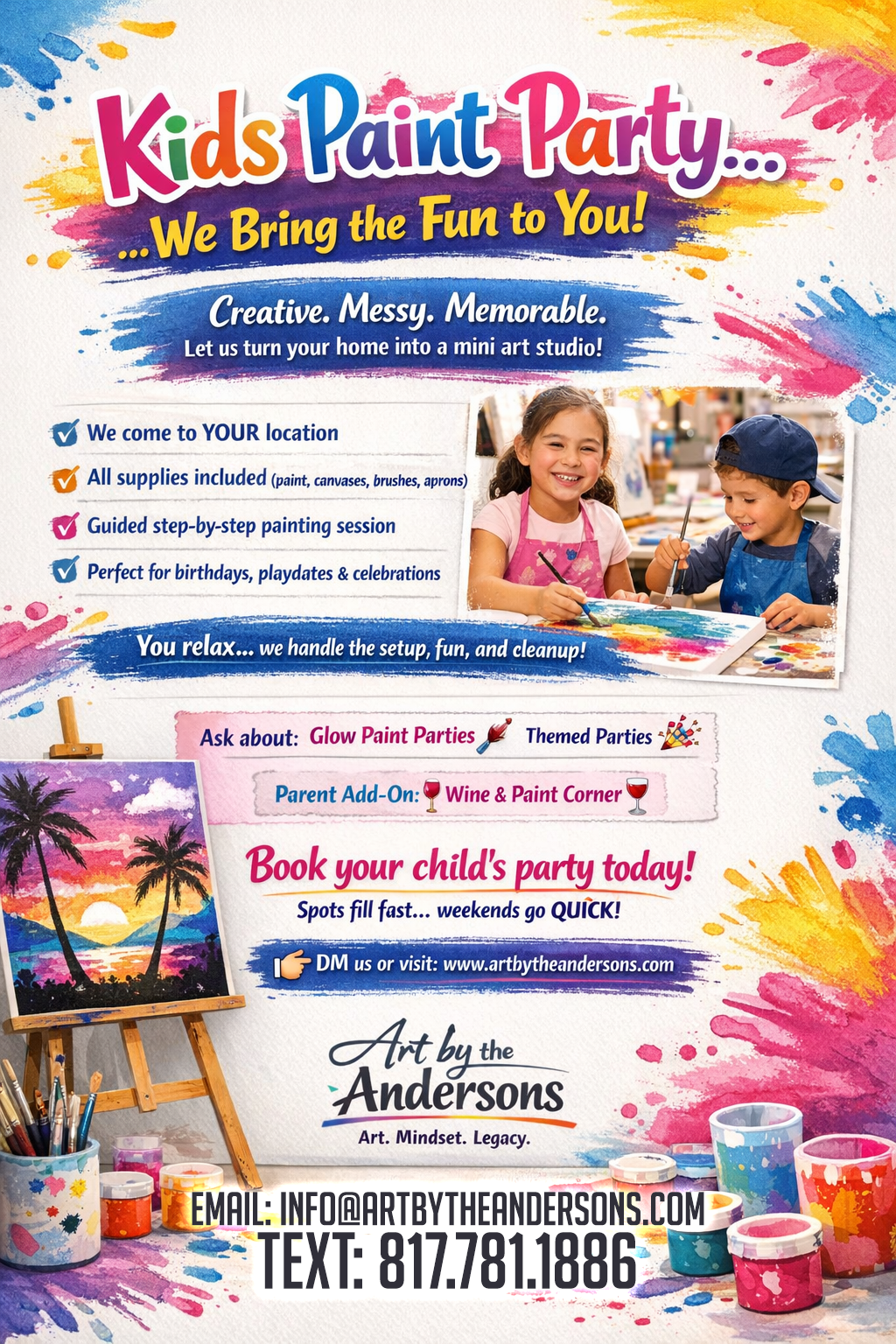 🎨 Kids Paint Parties at Home… The Stress-Free Way to Celebrate