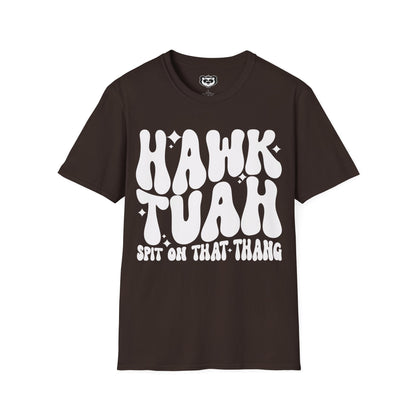 Hawk Tuah Spit on That Thang Funny Unisex Softstyle T-Shirt Gift for Her White Print