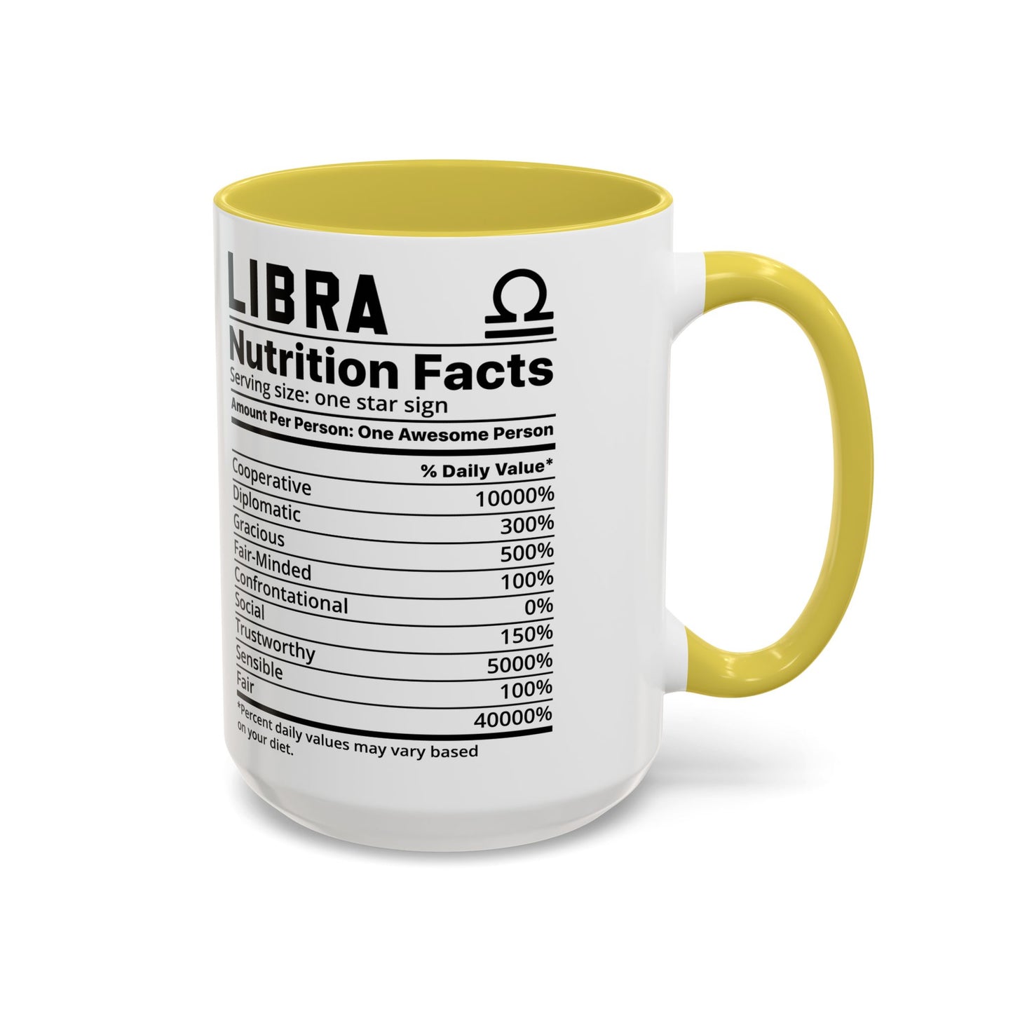Zodiac Libra Mug - Nutrition Facts Design, Astrology Gift, Coffee Lover, Personalized Birthday Present, Horoscope Décor
