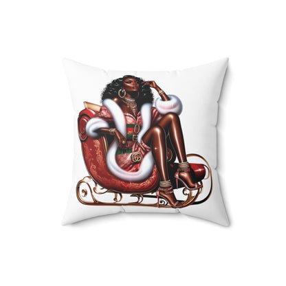 RM Sleigh All Day Sexy Mrs Claus Spun Polyester Square Pillow