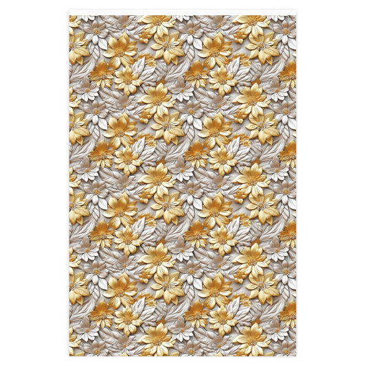 Gold Metal Daisy Wrapping Paper