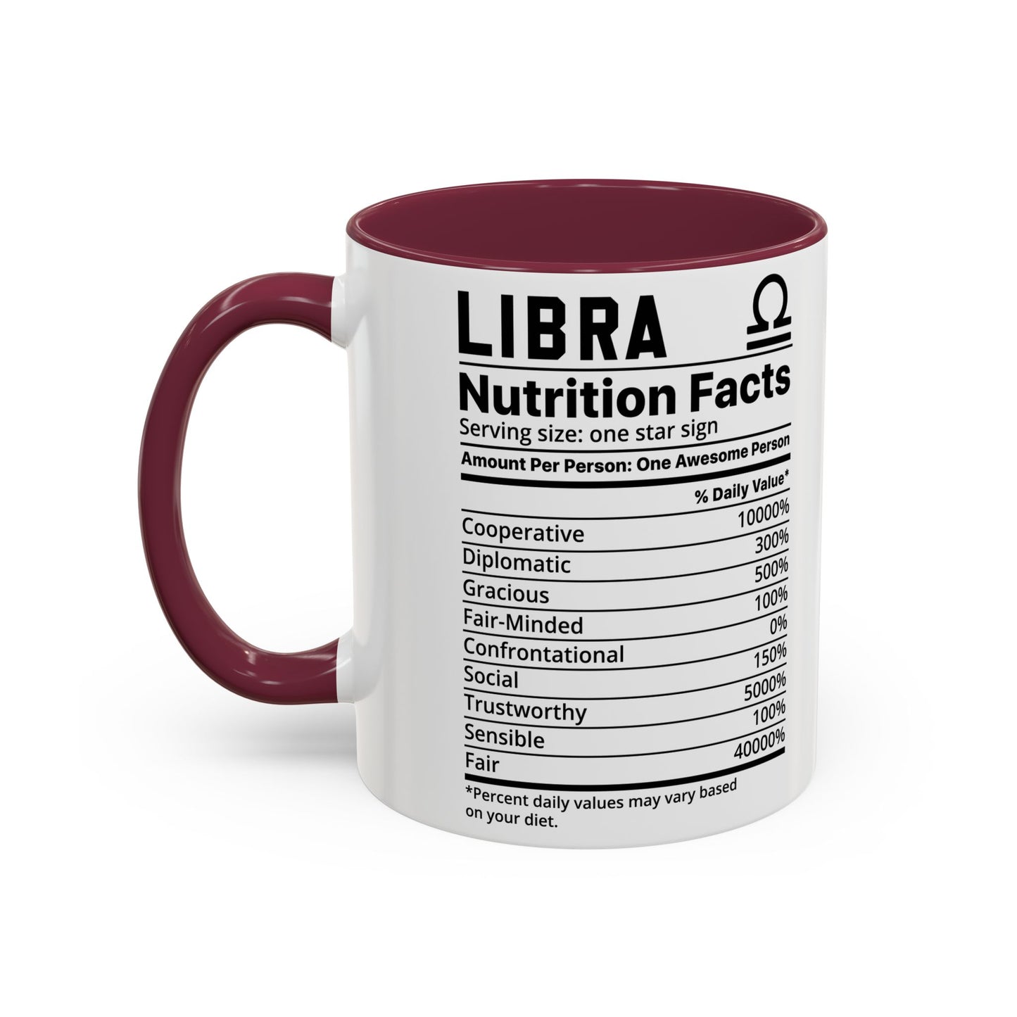 Zodiac Libra Mug - Nutrition Facts Design, Astrology Gift, Coffee Lover, Personalized Birthday Present, Horoscope Décor