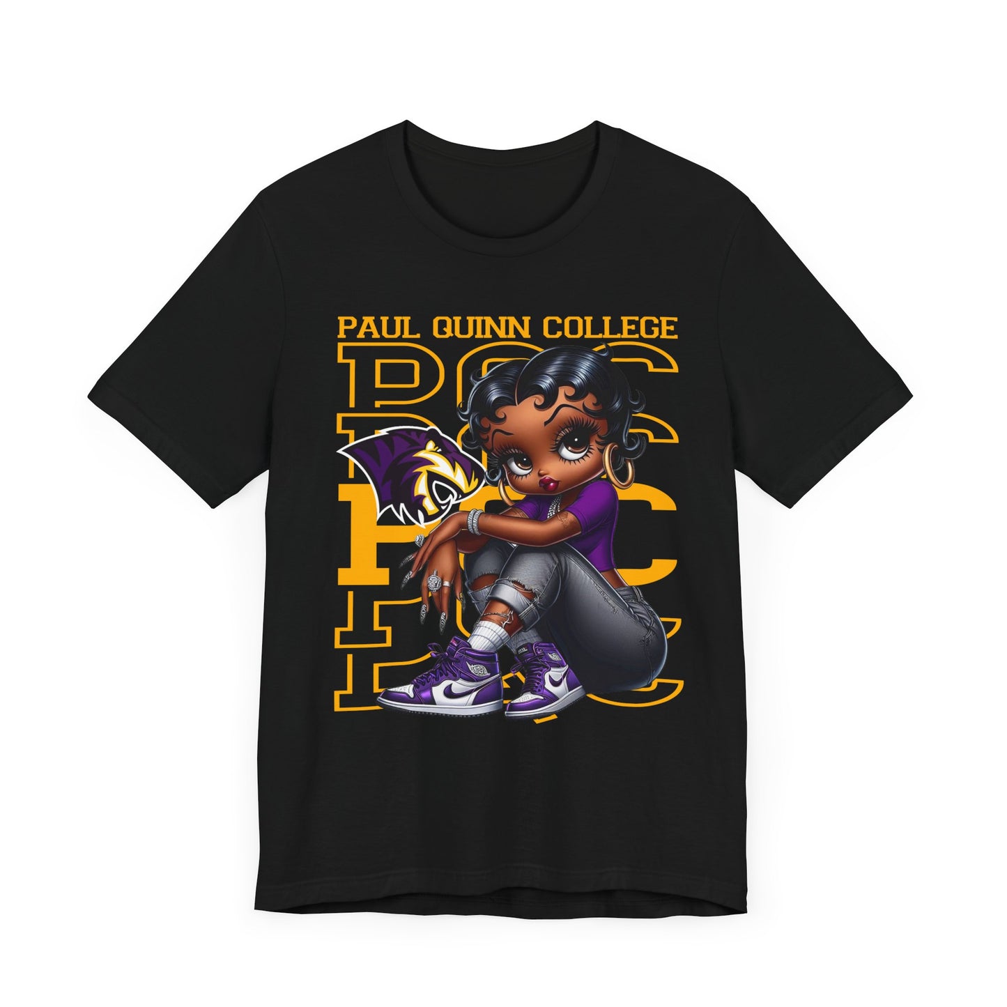 PQC Tigers: Paul Quinn College Sneakerhead Betty Boop Unisex Jersey Short Sleeve Tee Gift for Student and Alumni