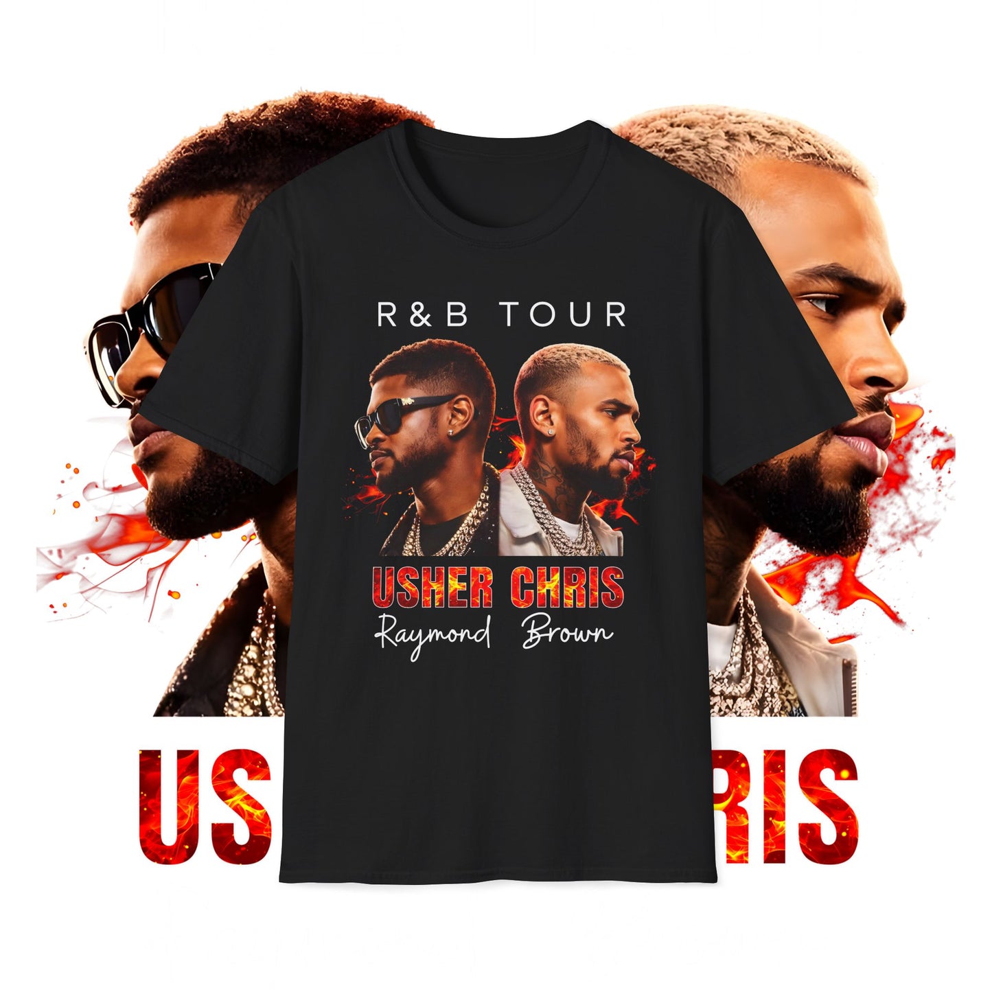 R&B Tour Usher & Chris Raymond Brown Graphic T-Shirt