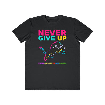 Detriot Lions  Never Give Up Cancer Awareness Tee