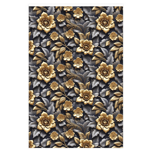 Gold And Silver flower Wrapping Paper