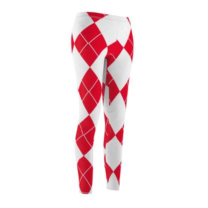 My Sorority Sister gift Red and White Argyle Women's Yoga Casual Leggings