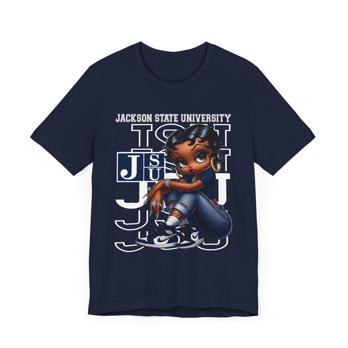 JSU Tigers: Jackson State University Sneakerhead Betty Boop Unisex Jersey Short Sleeve Tee Gift for Student and Alumni