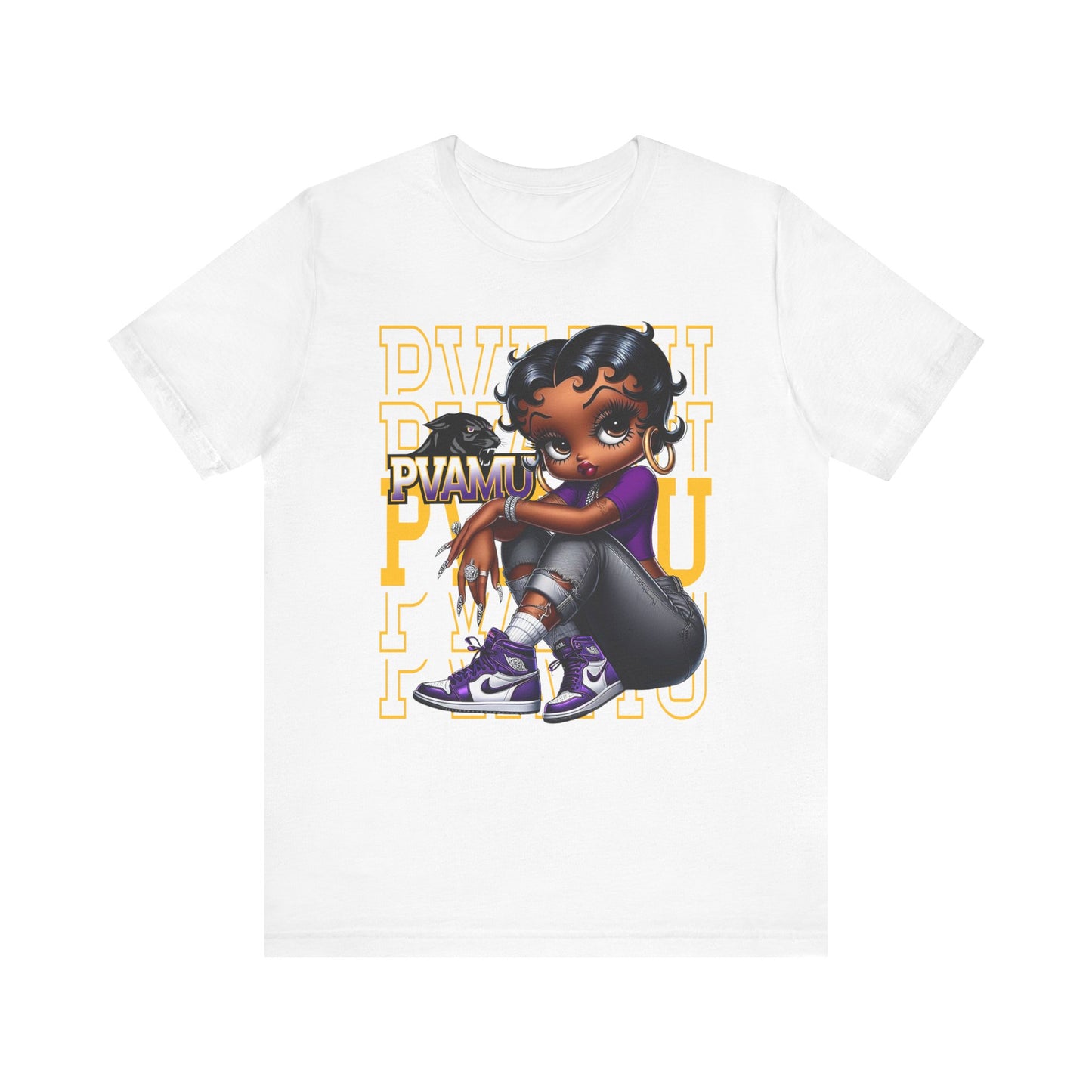 PVAMU Panthers: Prairie View Sneakerhead Betty Boop Unisex Jersey Short Sleeve Tee