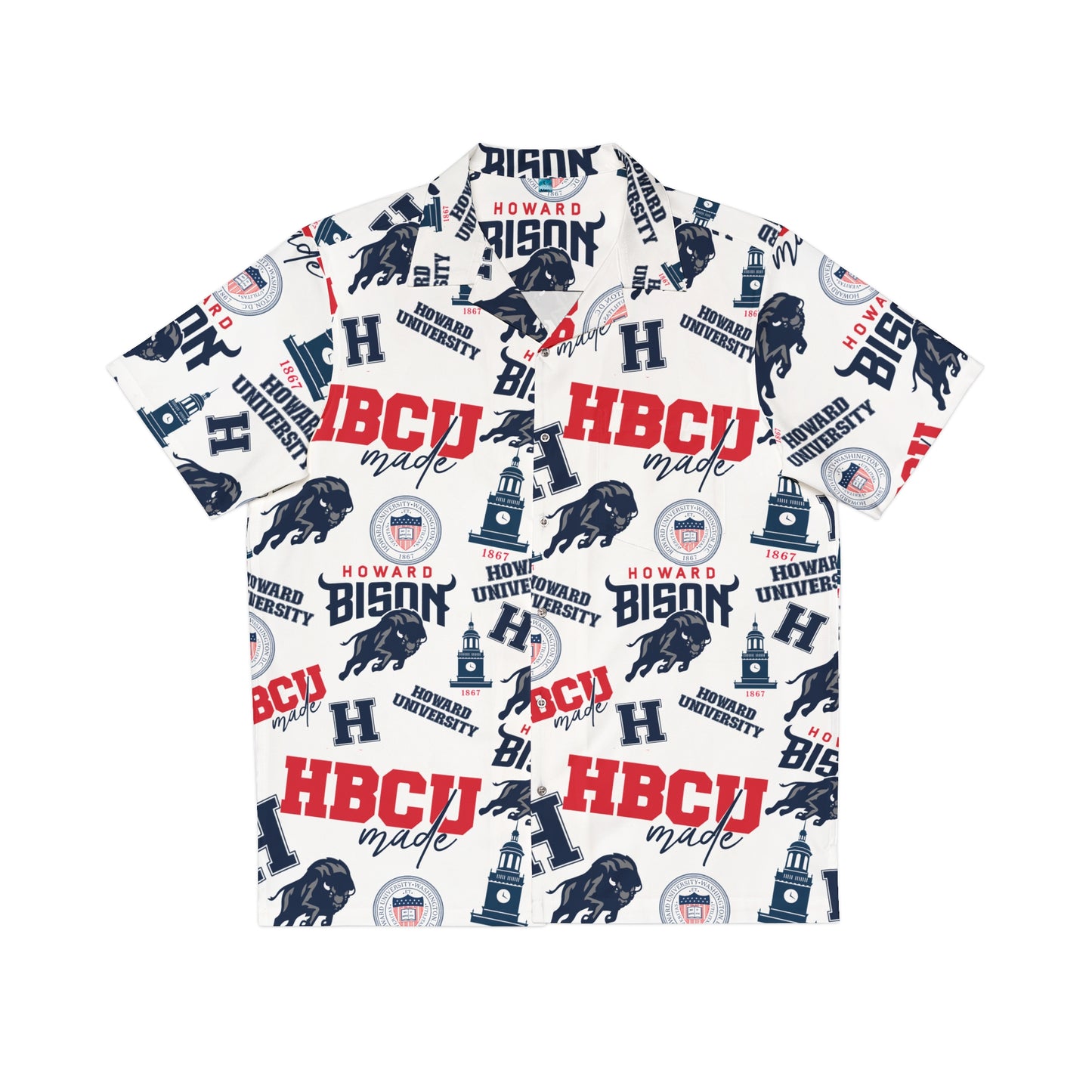 Howard University HBCU Made Men's Hawaiian Shirt Fathers Day Funny Gift for Him