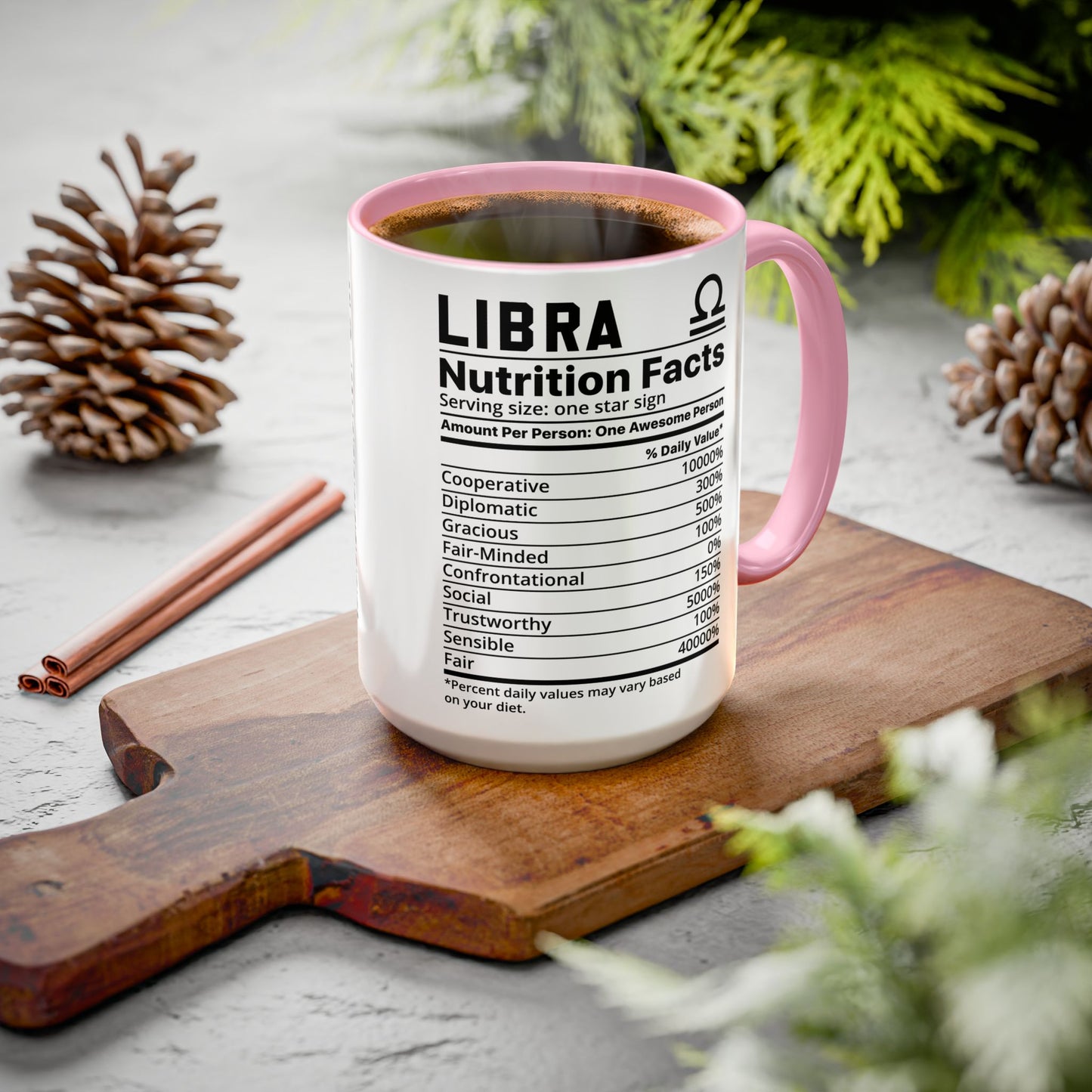 Zodiac Libra Mug - Nutrition Facts Design, Astrology Gift, Coffee Lover, Personalized Birthday Present, Horoscope Décor