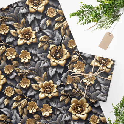 Gold And Silver flower Wrapping Paper