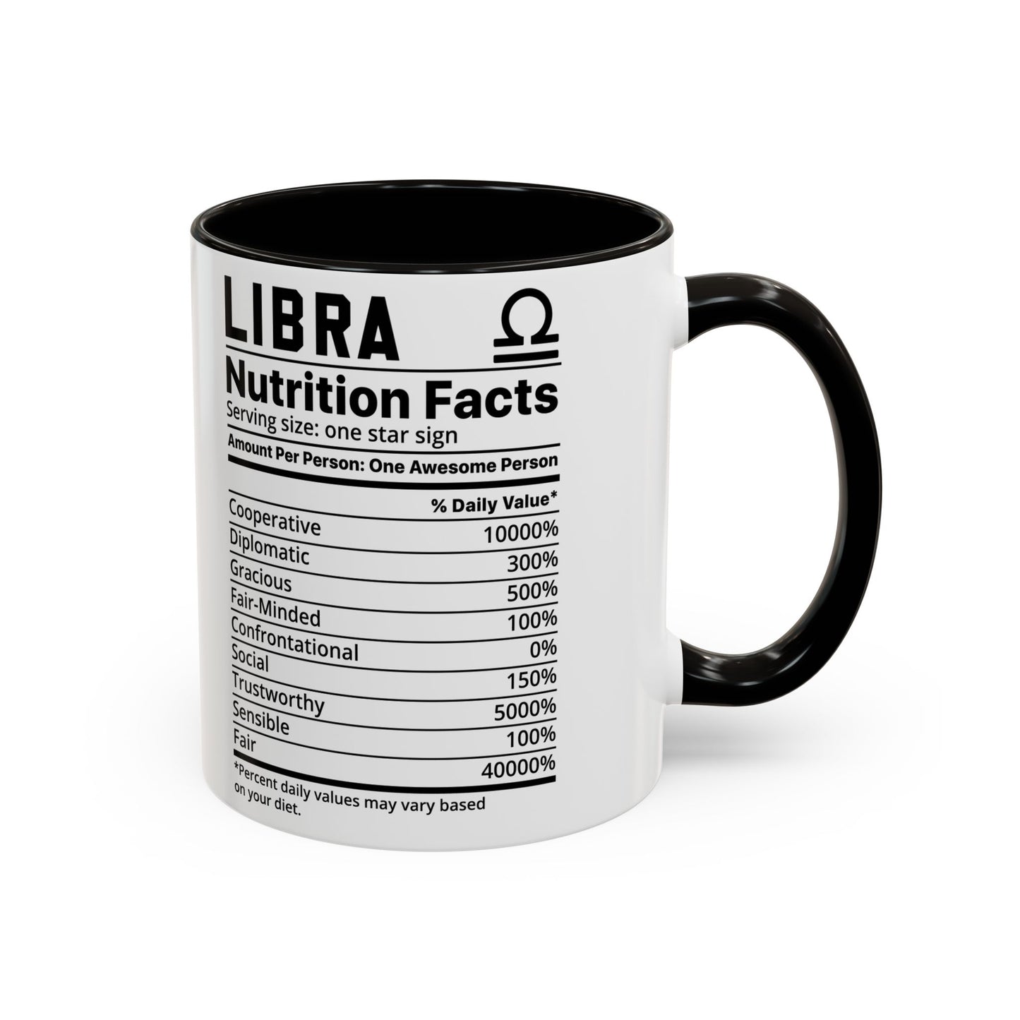 Zodiac Libra Mug - Nutrition Facts Design, Astrology Gift, Coffee Lover, Personalized Birthday Present, Horoscope Décor