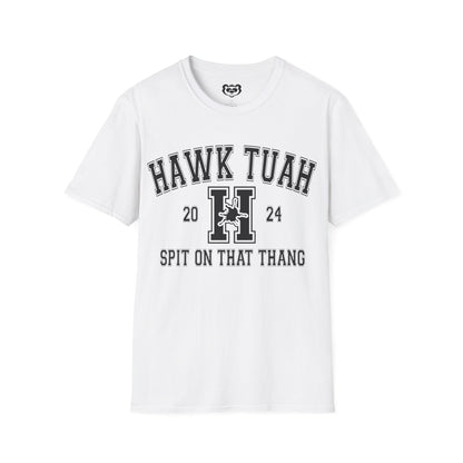 Hawk Tuah Spit on That Thang Funny College Style Unisex Softstyle T-Shirt Gift for Her