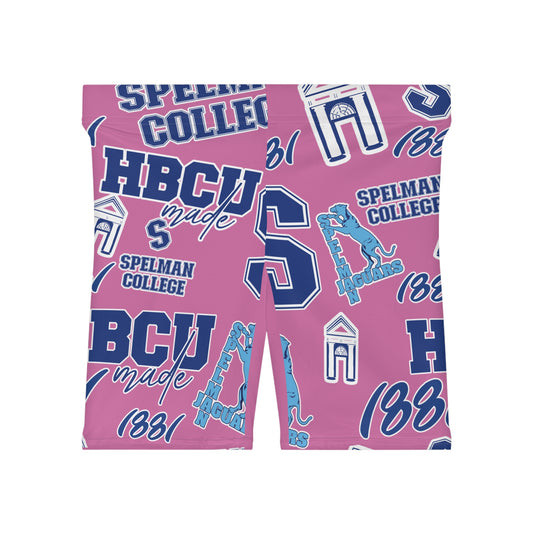 Spelman College HBCU Women's Biker Shorts for Students and Alumni Breast Cancer Awareness
