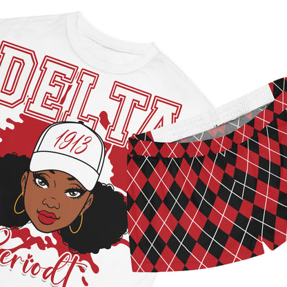 The Redz Sorority Women's Short Pajama Set - Argyle Red and Black Lounge Wear | Comfortable Sleepwear for Sorority Sisters