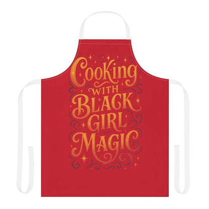 Red Cooking Apron with Black Girl Magic, Fun Kitchen Gift, Cooking Apparel, Chef Gift, Culinary Inspiration