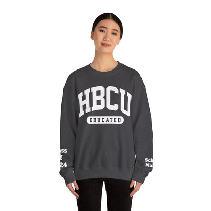 Custom Personalized HBCU Educated Unisex Heavy Blend™ Crewneck Sweatshirt gift for Student and Alumni.