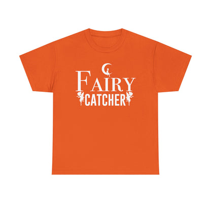 Fairy Catcher Unisex Heavy Cotton Tee - Enchanting Black Shirt for Dreamers and Fantasy Lovers