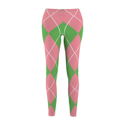 My Sorority Sister Gift Pink and Green Argyle Women's Yoga Casual Leggings