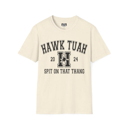 Hawk Tuah Spit on That Thang Funny College Style Unisex Softstyle T-Shirt Gift for Her