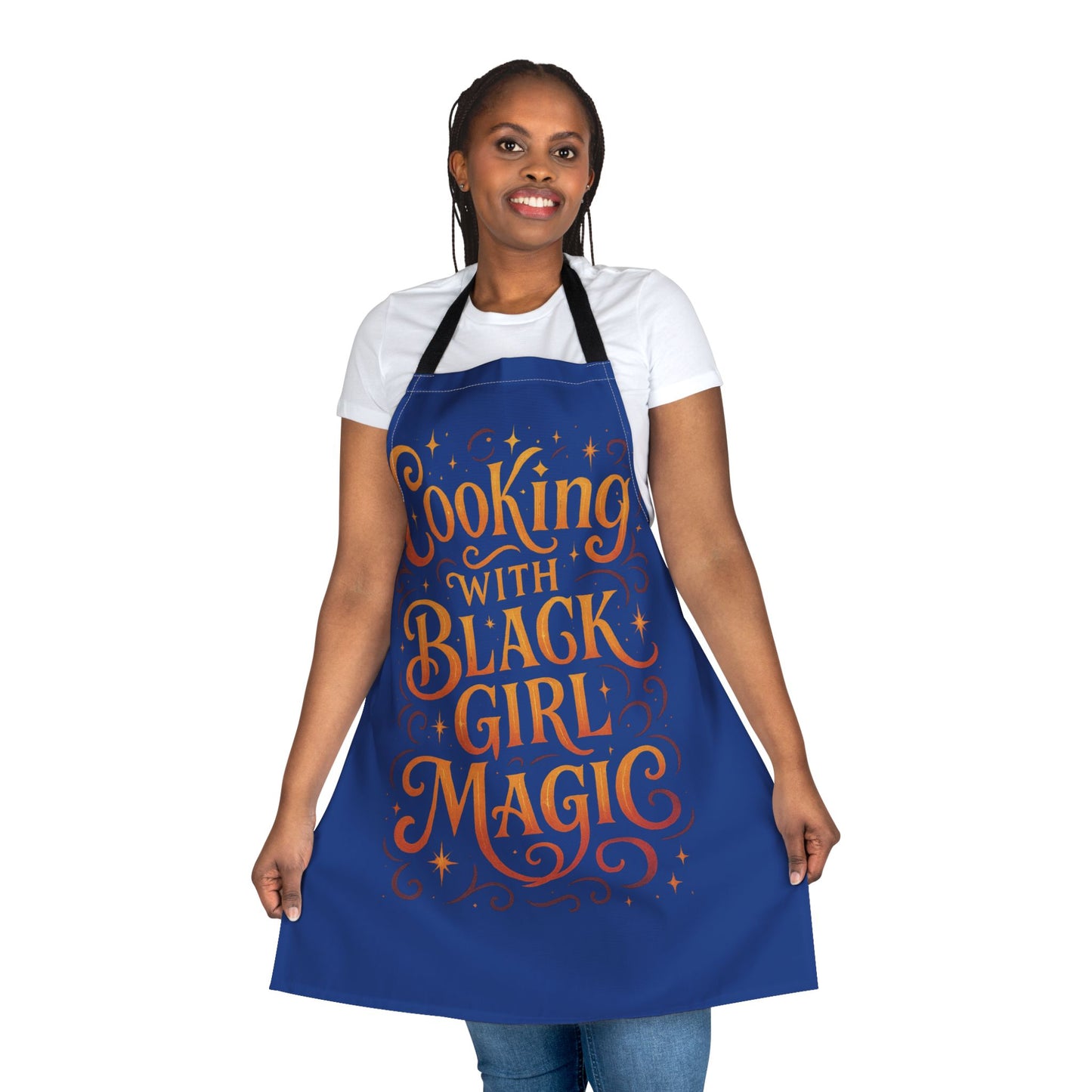 Blue Cooking Apron with Black Girl Magic, Fun Kitchen Gift, Cooking Apparel, Chef Gift, Culinary Inspiration