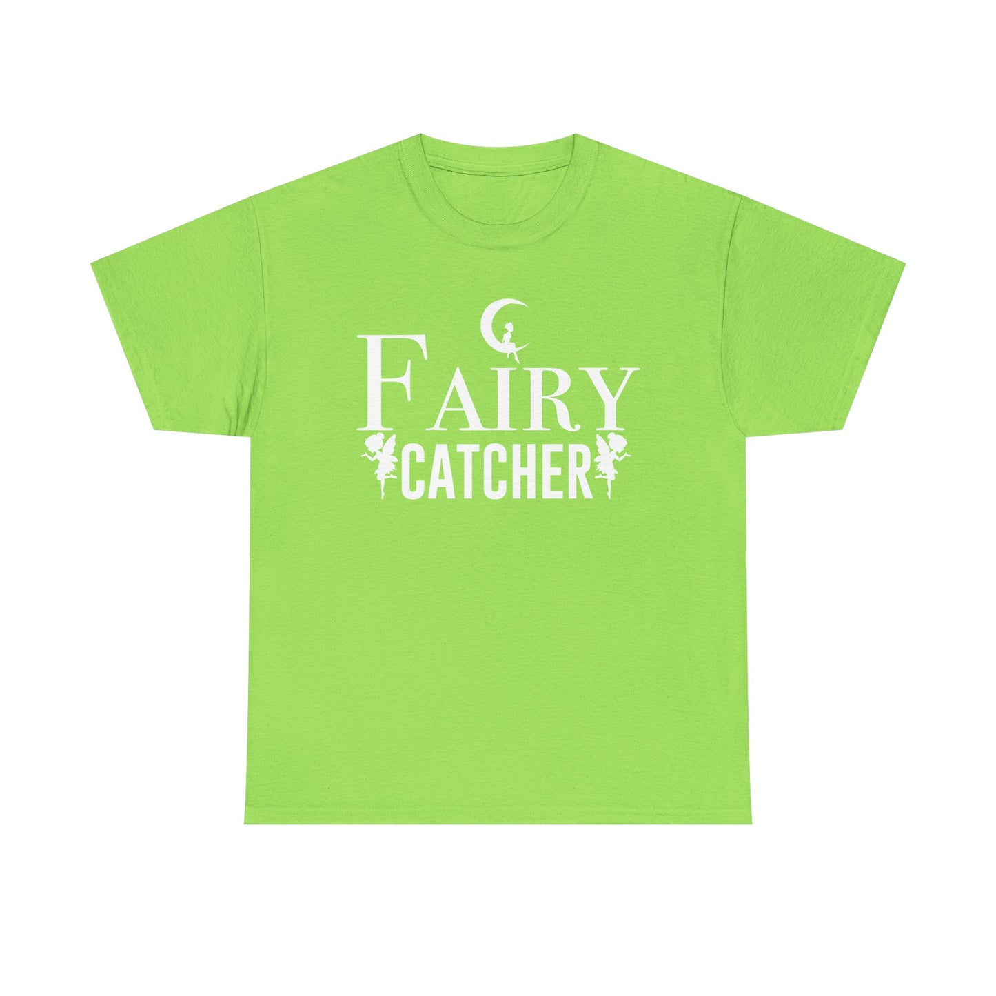 Fairy Catcher Unisex Heavy Cotton Tee - Enchanting Black Shirt for Dreamers and Fantasy Lovers