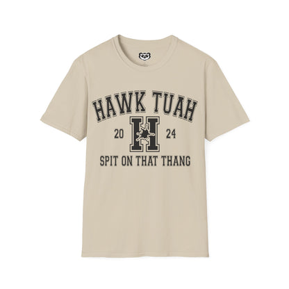 Hawk Tuah Spit on That Thang Funny College Style Unisex Softstyle T-Shirt Gift for Her