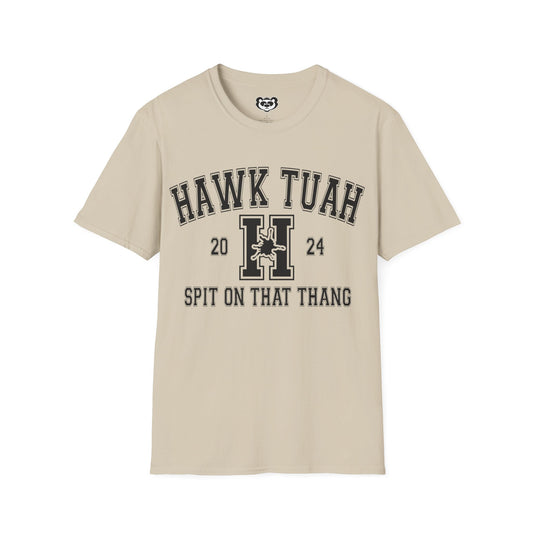 Hawk Tuah Spit on That Thang Funny College Style Unisex Softstyle T-Shirt Gift for Her