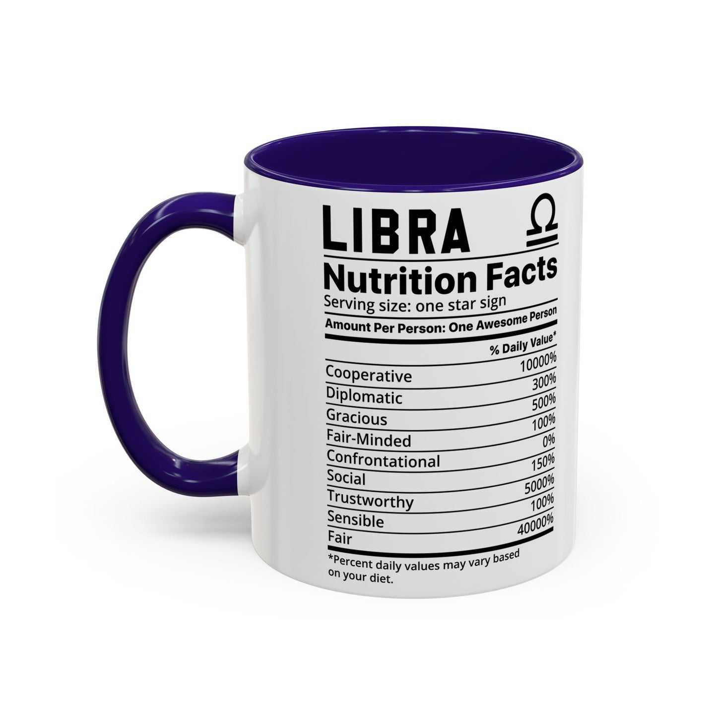 Zodiac Libra Mug - Nutrition Facts Design, Astrology Gift, Coffee Lover, Personalized Birthday Present, Horoscope Décor