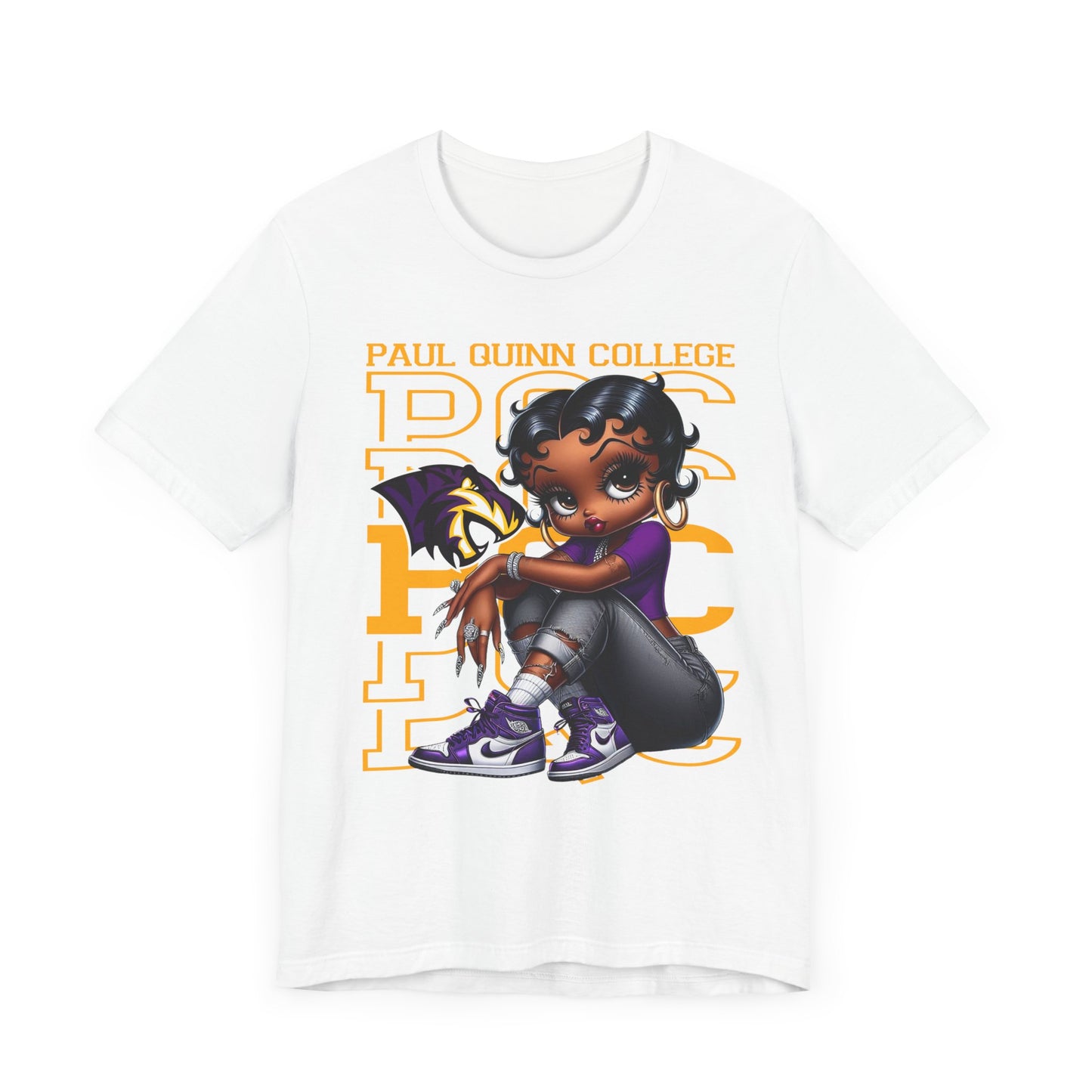 PQC Tigers: Paul Quinn College Sneakerhead Betty Boop Unisex Jersey Short Sleeve Tee Gift for Student and Alumni