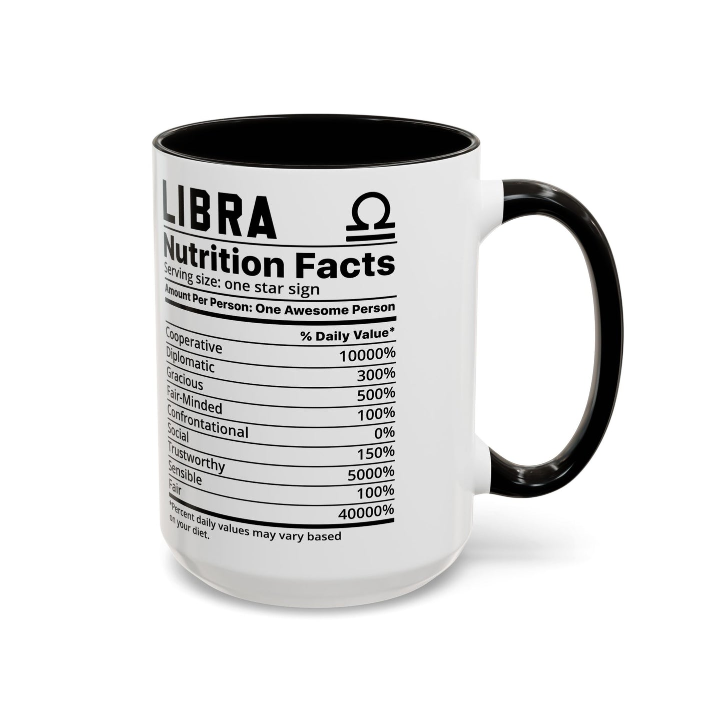 Zodiac Libra Mug - Nutrition Facts Design, Astrology Gift, Coffee Lover, Personalized Birthday Present, Horoscope Décor