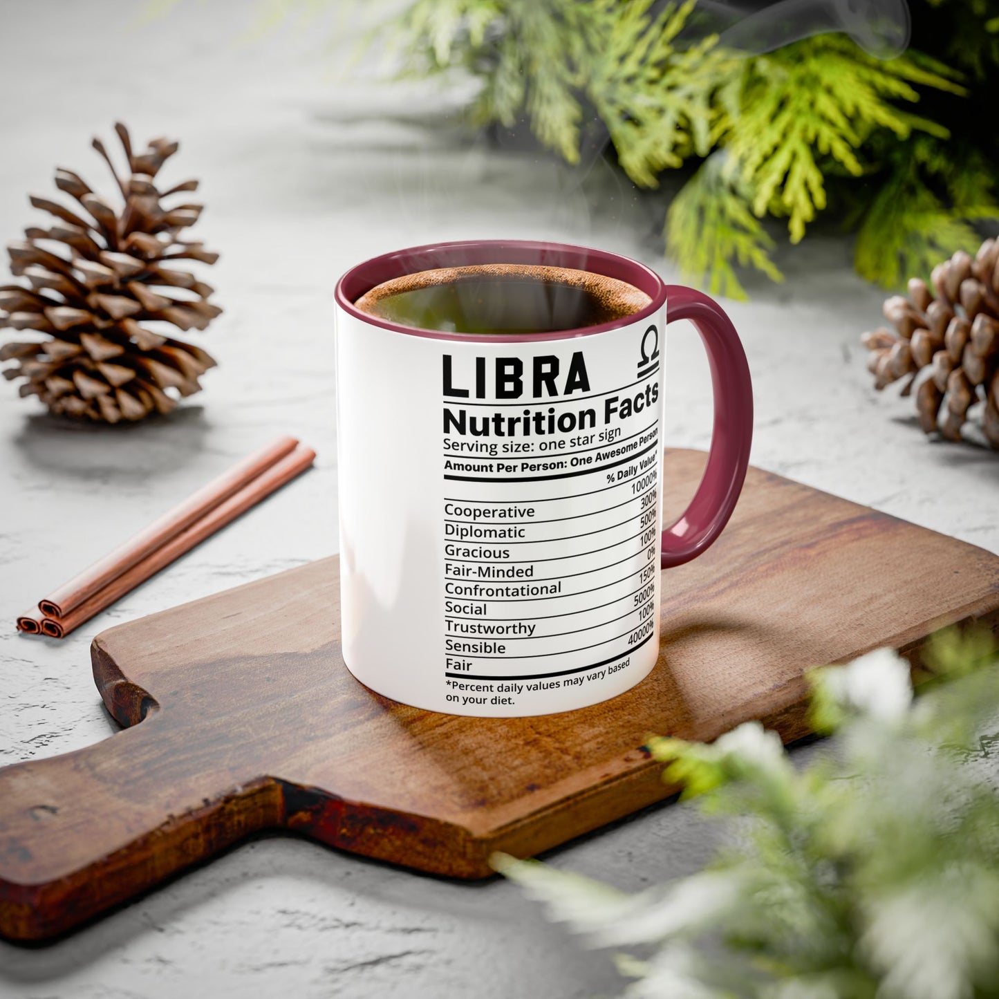 Zodiac Libra Mug - Nutrition Facts Design, Astrology Gift, Coffee Lover, Personalized Birthday Present, Horoscope Décor