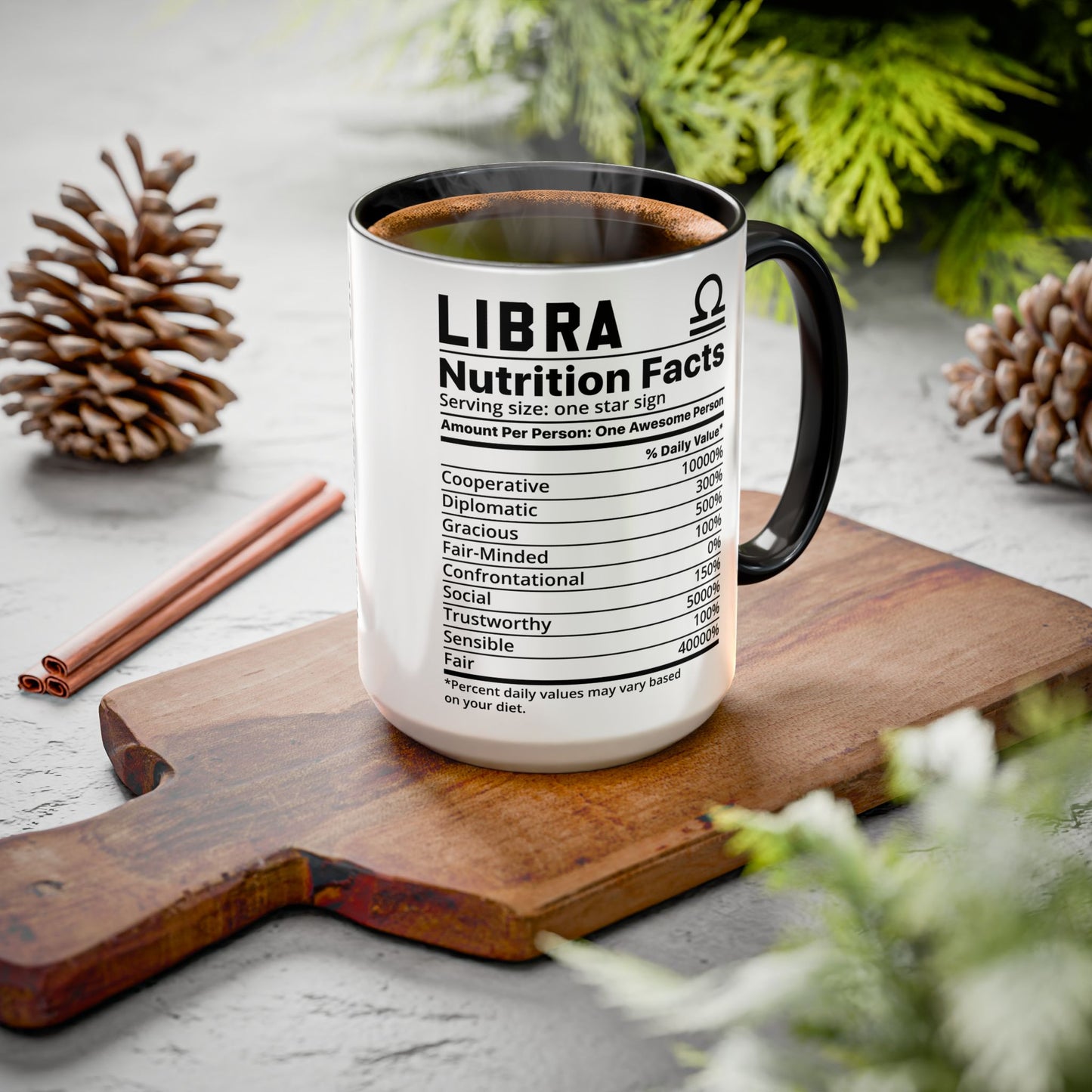 Zodiac Libra Mug - Nutrition Facts Design, Astrology Gift, Coffee Lover, Personalized Birthday Present, Horoscope Décor