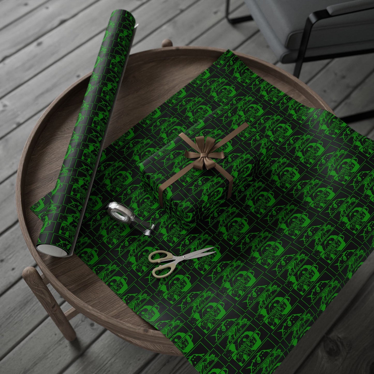 Horror Movie Party Black And Green Wrapping Papers