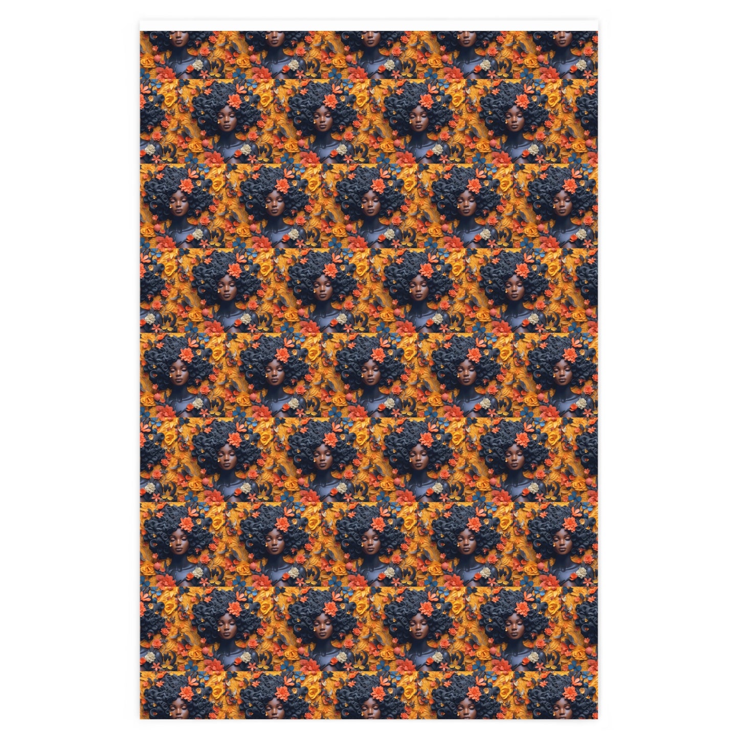 Floral pattern with African American woman Wrapping Paper