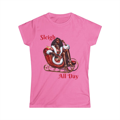 Sleigh All Day Sexy Designer Mrs. Claus Women's Cut Softstyle Tee